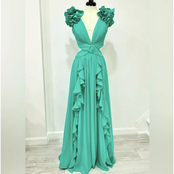 PatBo Cyan Flutter Sleeve Maxi Dress - Picture 11 of 16